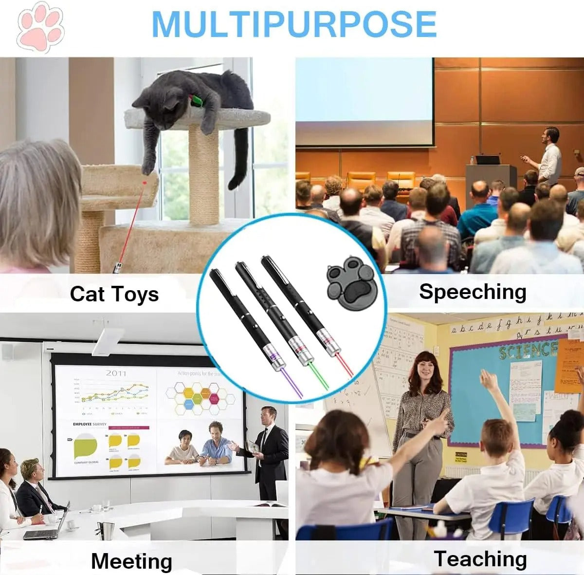 Mini 2 in1Cat Keychain Fun Pointer No battery Portable Laser Toy