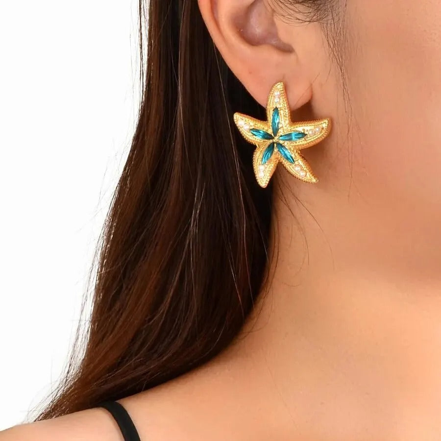 Candy Starfish Charms Dangle Stud Earrings