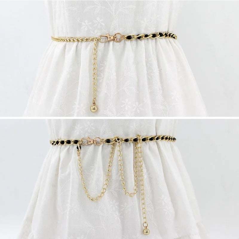 Metal Ball Pendant Waist Chain Women Thin Belt