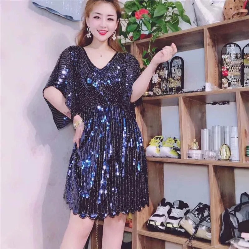 Embroidery Vintage Elegant Banquet V-neck Club Party Dress