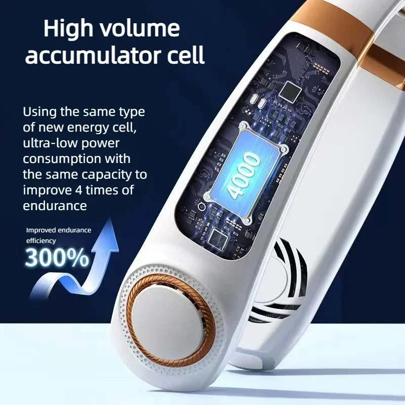 Portable Neck Fan,Hands Free Bladeless Fan with LED 4 Cooling Plate,Personal Fan