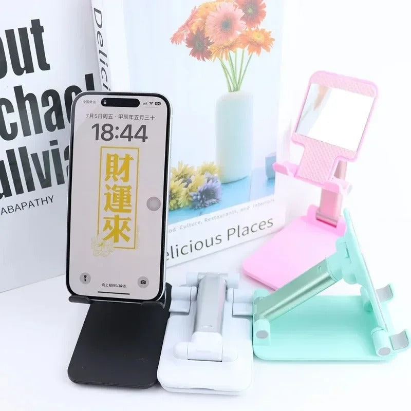 Foldable Desktop Phone Holder Fashion Mirror Design
