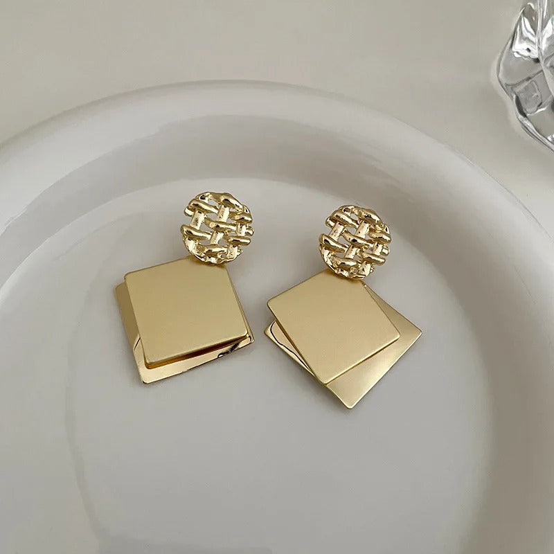 Square Metal Sequin Earrings for Women