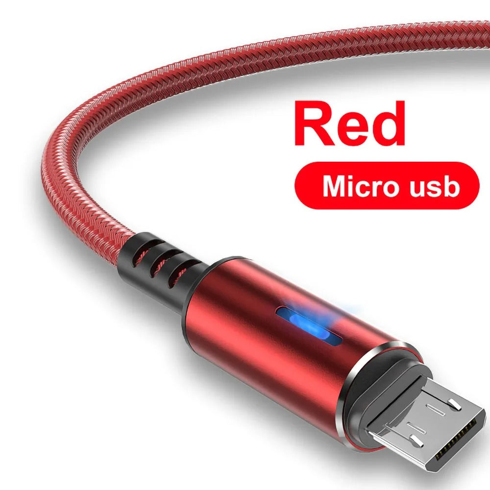 USB Cable 5A LED Fast Charging For Huawei Samsung Xiaomi Android