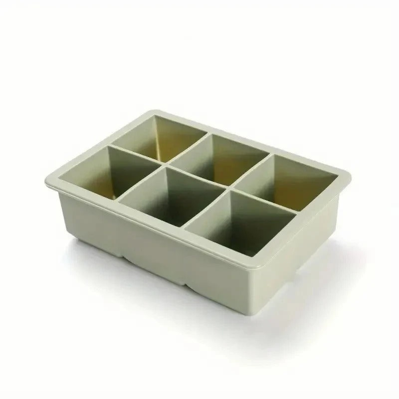 1PC 6 Cavity Silicone Ice Cube Tray with Lid Food Grade