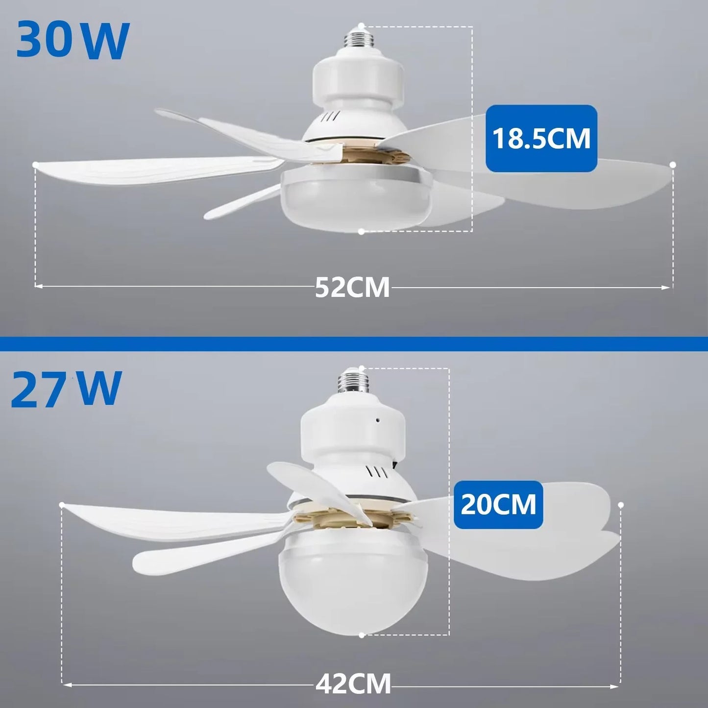 LED 40W ceiling fan light E27 with remote control for dimming, suitable for living room
