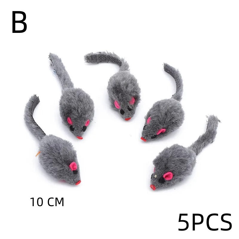 5PCS Plush Simulation Mouse Cat Toys