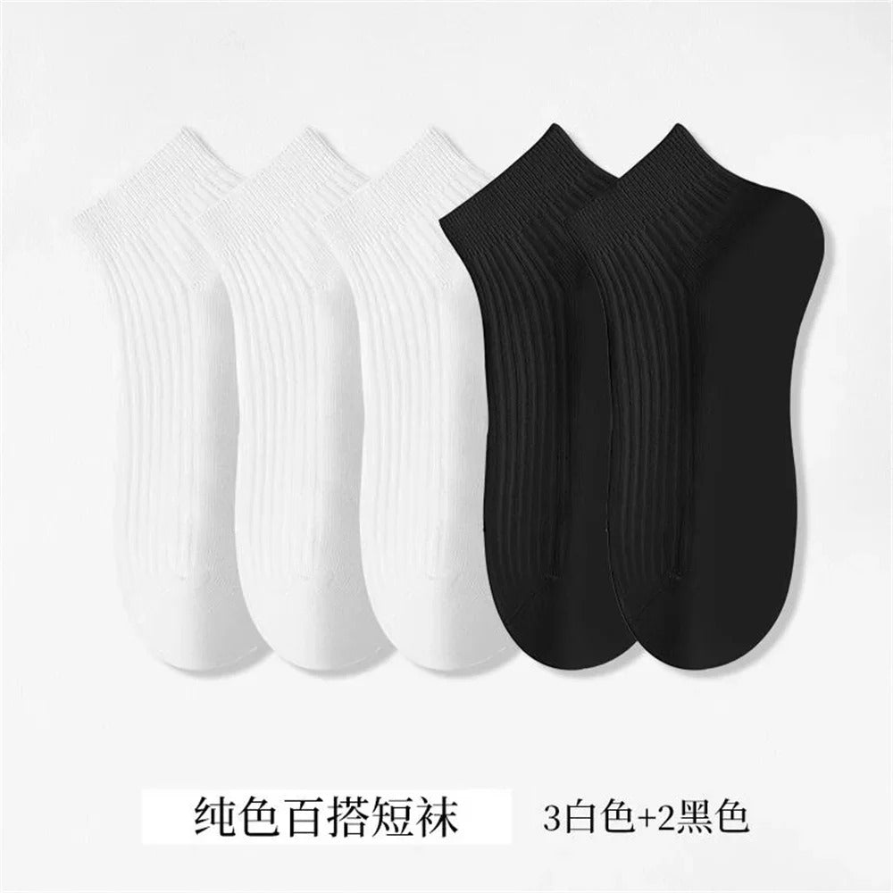5 Pairs/Pack Ankle Socks Women 100% Cotton