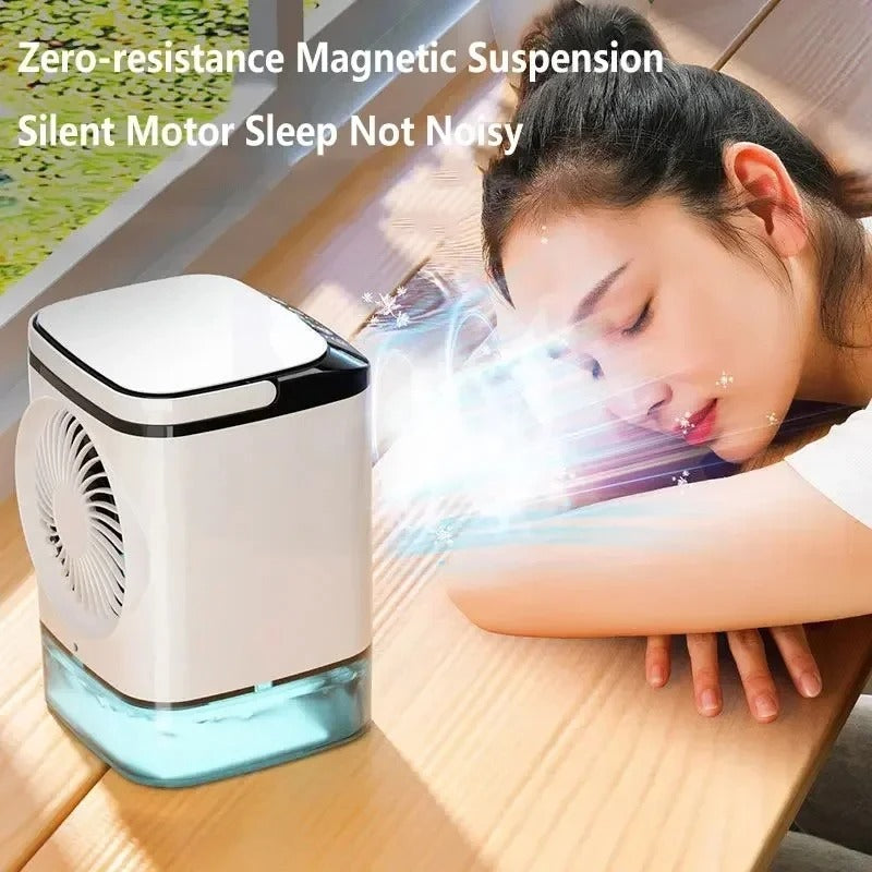 Air Conditioner Portable Fan Desktop Dual Spray Ultrasonic Atomization 3-Speed Mute