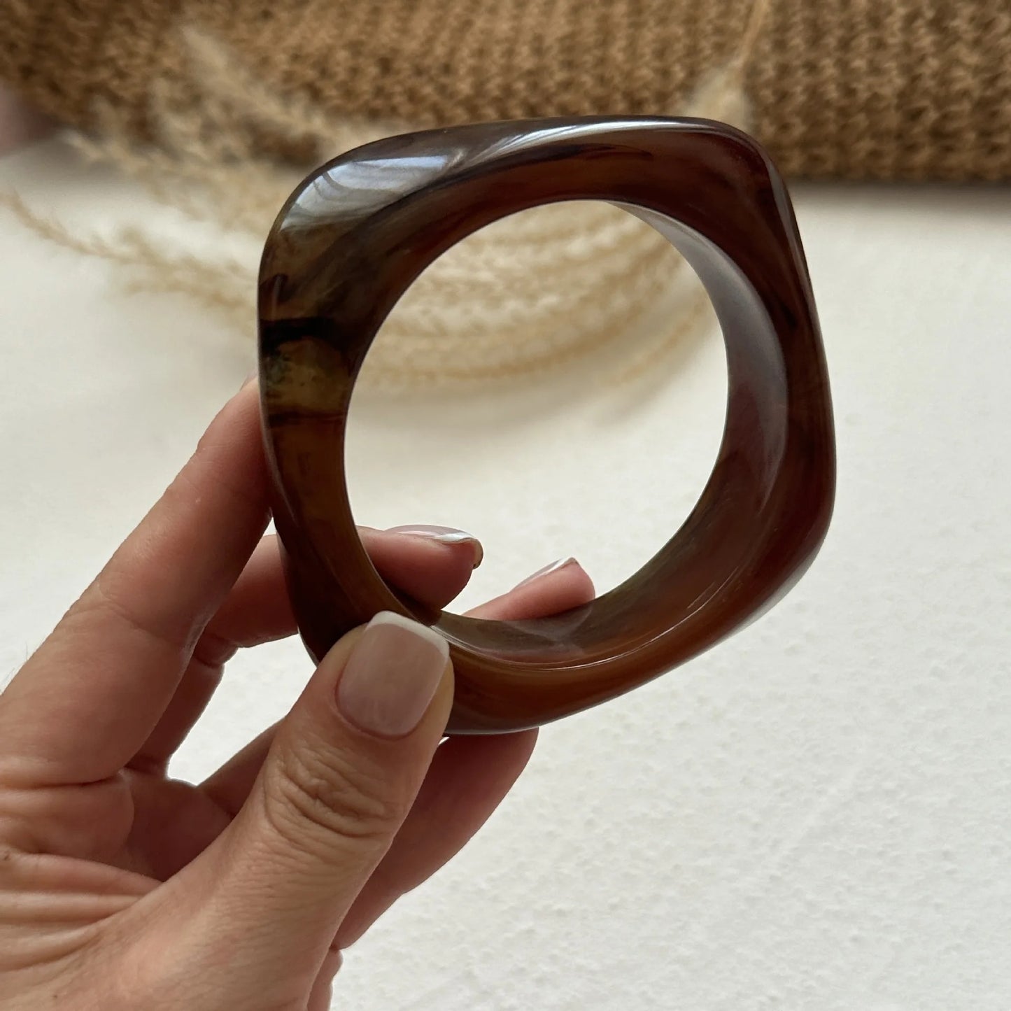 Boohoo Coffee Irregular Acrylic Resin Chunky Bangles