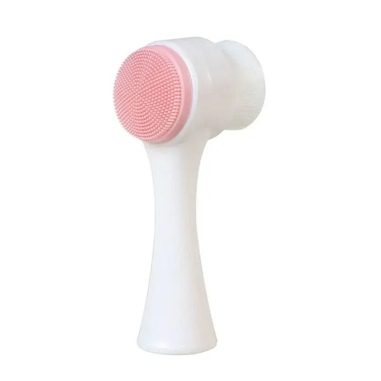 3D double silicone facial cleansing brush manual massage facial brush