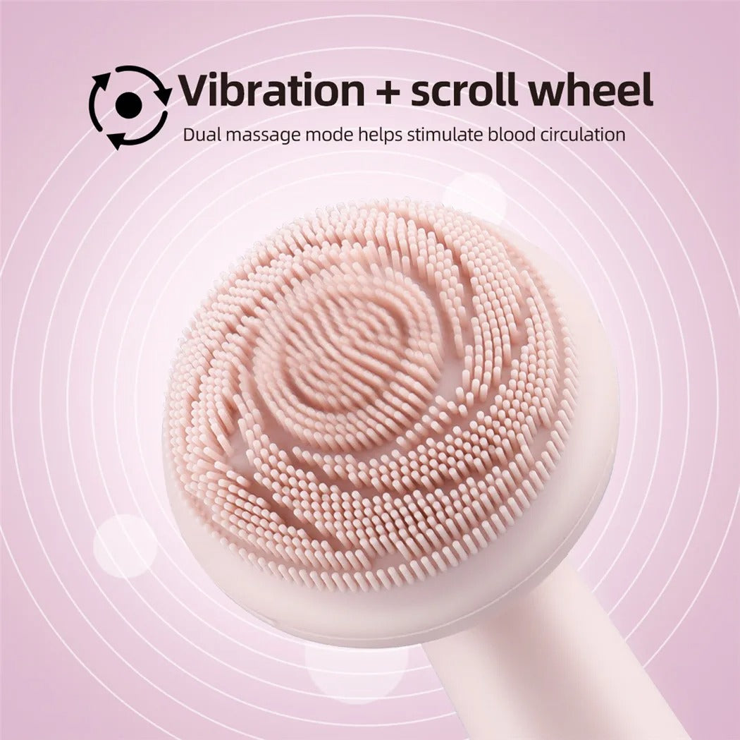 Electric Silicone Facial Brush Cleaner Vibration Roller Massage