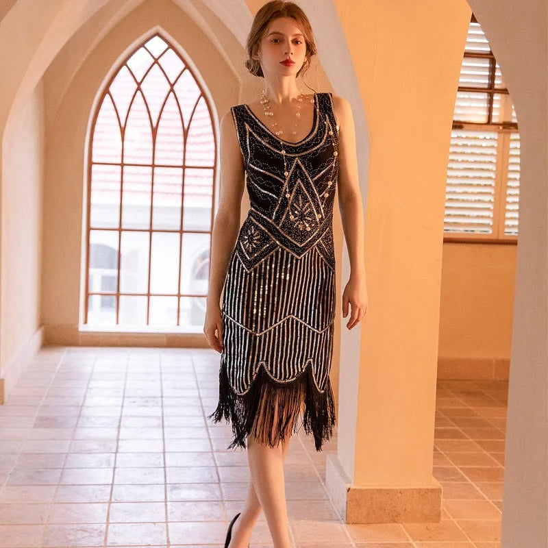 1920s Flapper Dress Great Gatsby Dress Round-Neck
