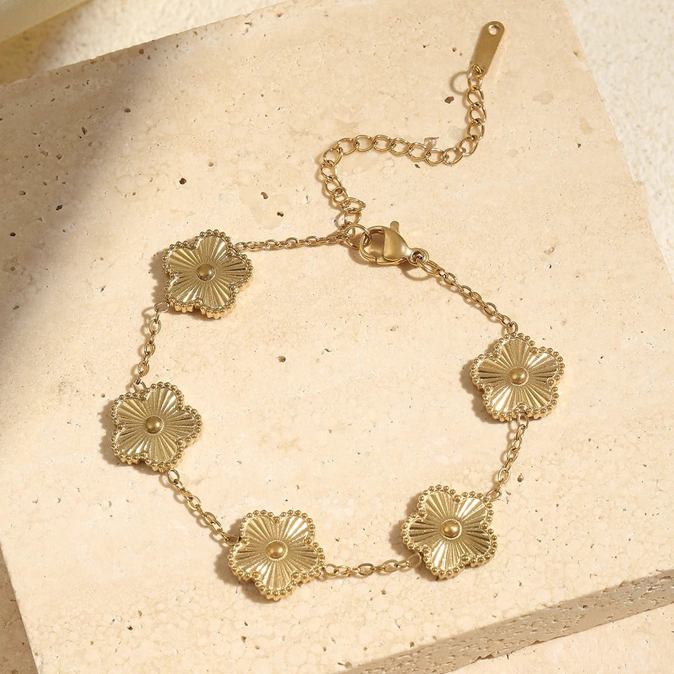 3Pcs Gold Color Stainless Steel Stacked Bracelet Bangles