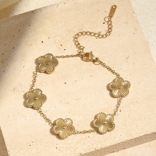 3Pcs Gold Color Stainless Steel Stacked Bracelet Bangles