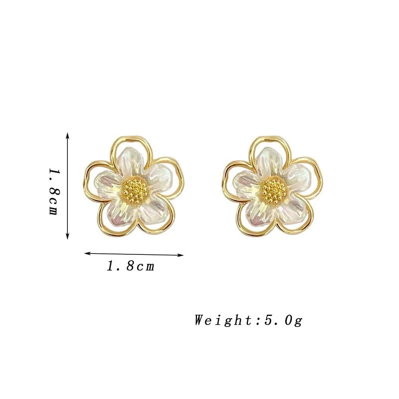 Cute Small White Flower Earrings for Women