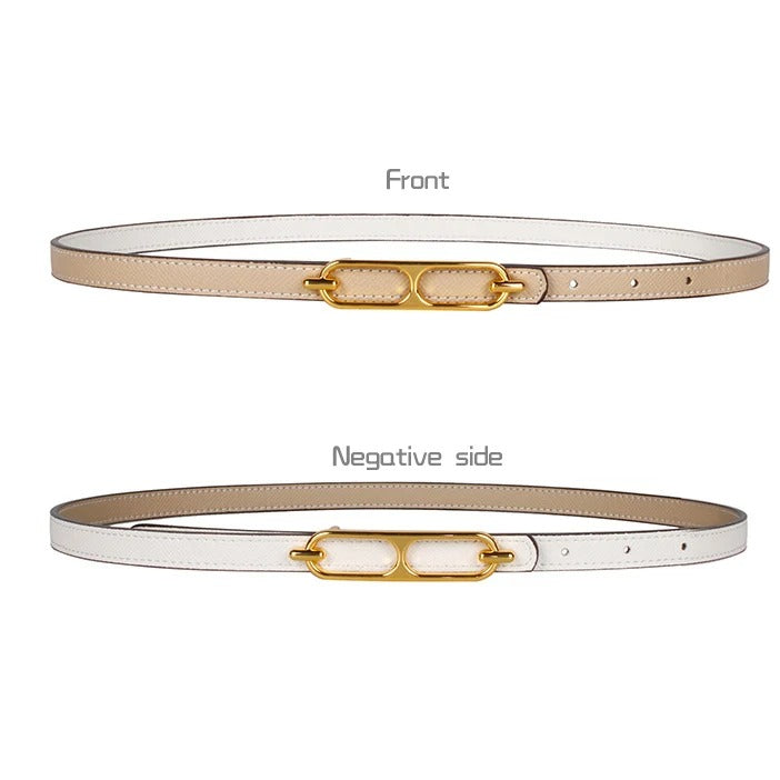 Double-sided use of women's leather belt