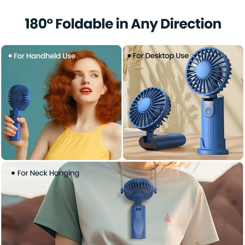 5000mAh Mini Portable Fan USB Rechargeable Hand Held Fan,Small Pocket Fan 3 Speeds