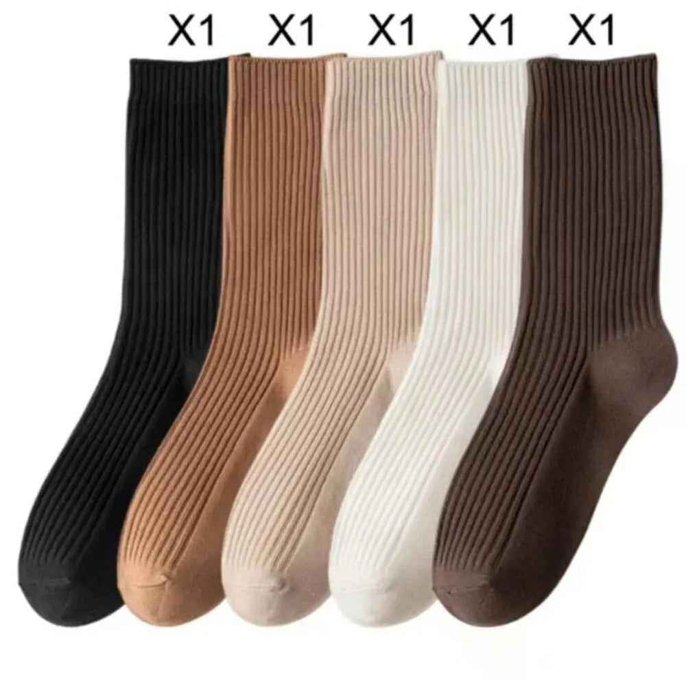 5/10 Pairs Solid Color Women Mid Length Socks