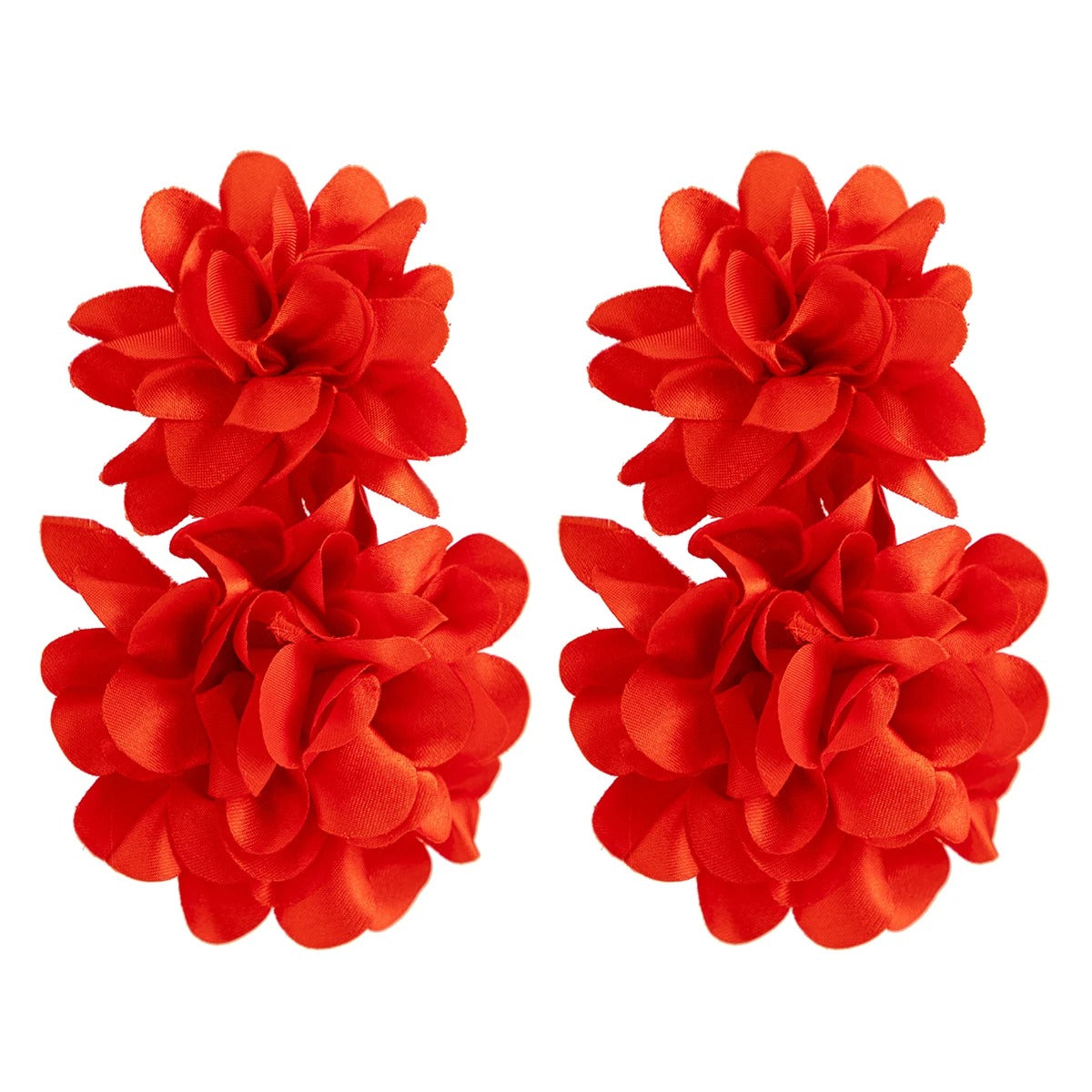 Exaggerated Red Petal Flower Drop Earrings