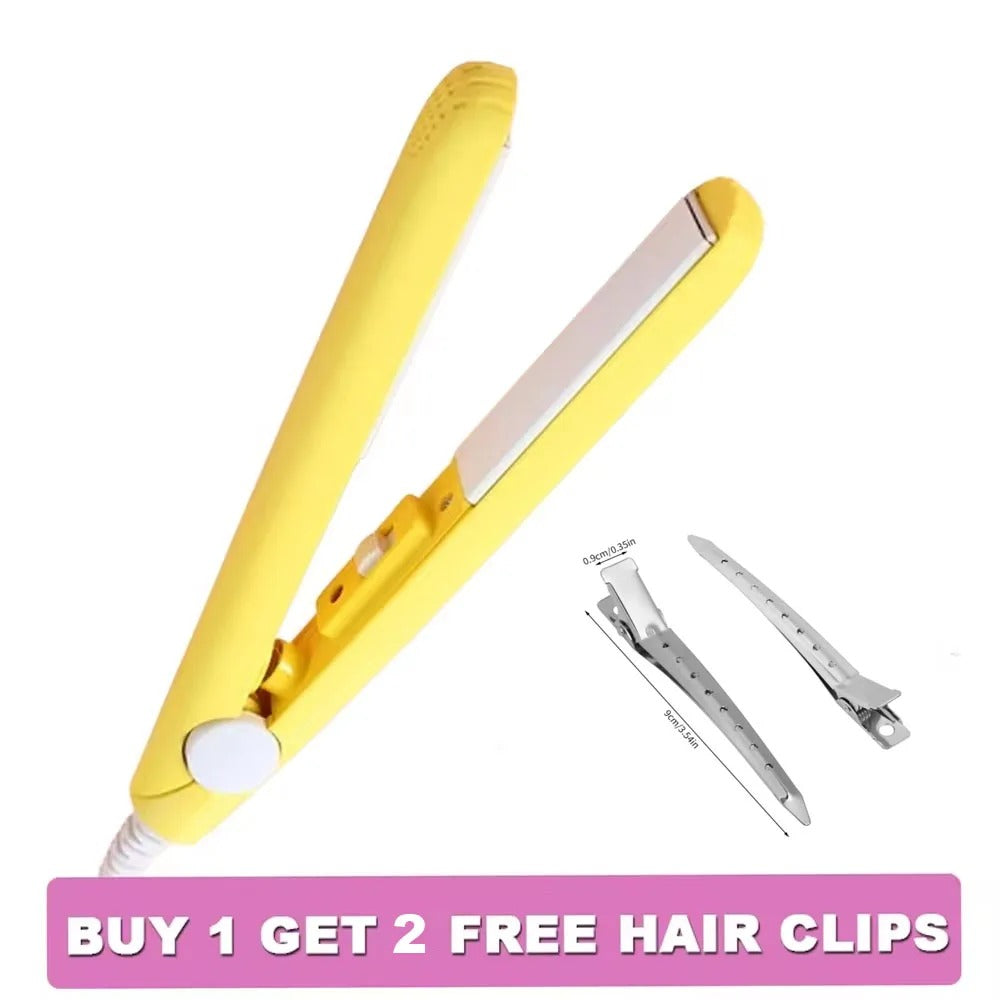 Mini Splint Flat Iron Hair Straightener Curling Wand Curly