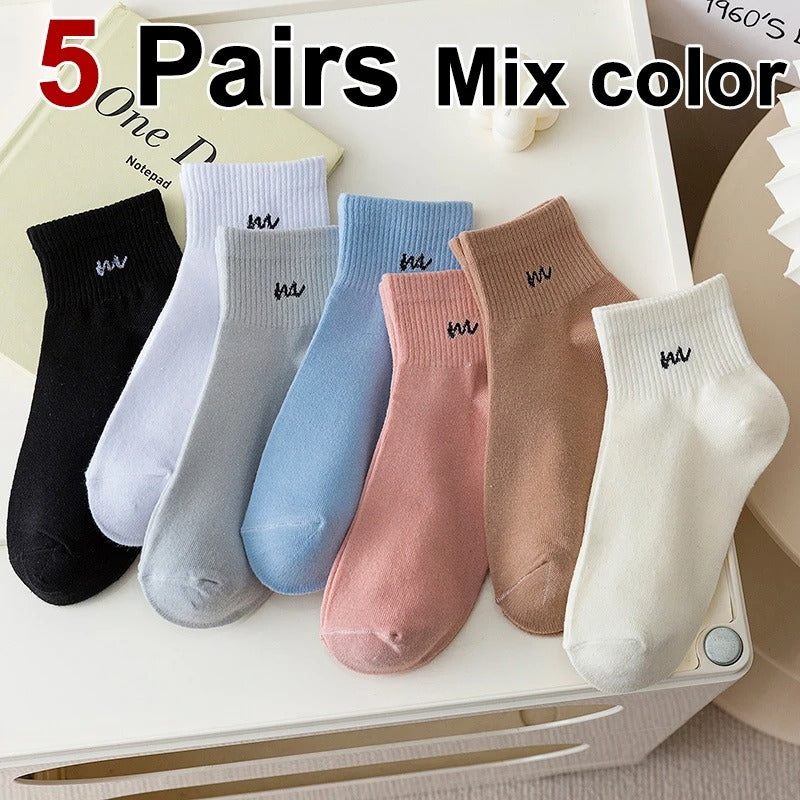 5/10 Pairs Women Letter Printed short Socks