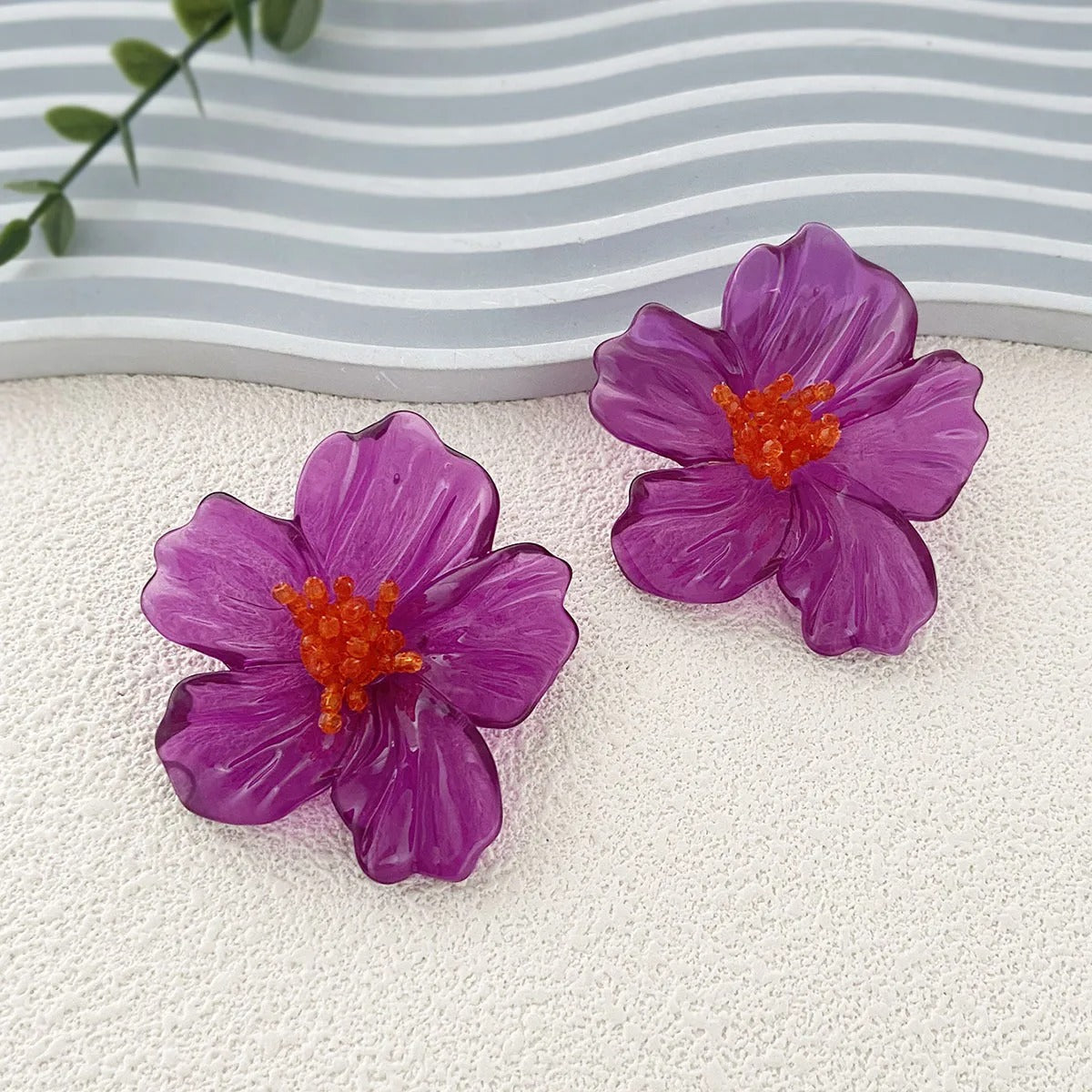 Trendy Colorful Resin Flower Earrings Women