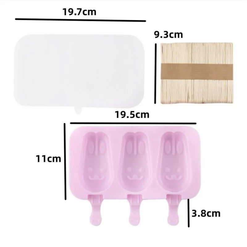Silicone Ice Cream Mold Popsicle Siamese Molds with Lid DIY