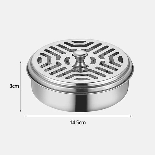 Mosquito Coils Holder Stainless Steel Mosquito Coil Box with Cover Round