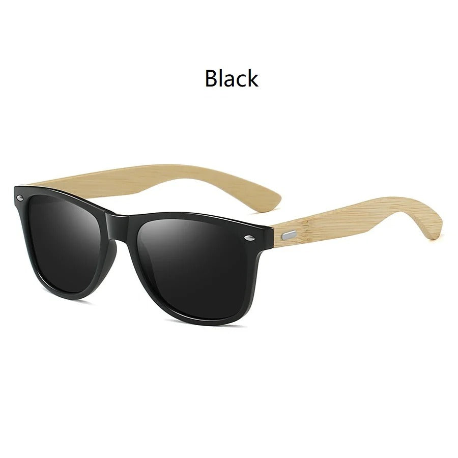 Fashion Bamboo Wood Vintage Square Sunglasses