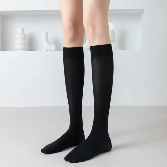 Solid Color Woman Socks Thin Knee High Socks