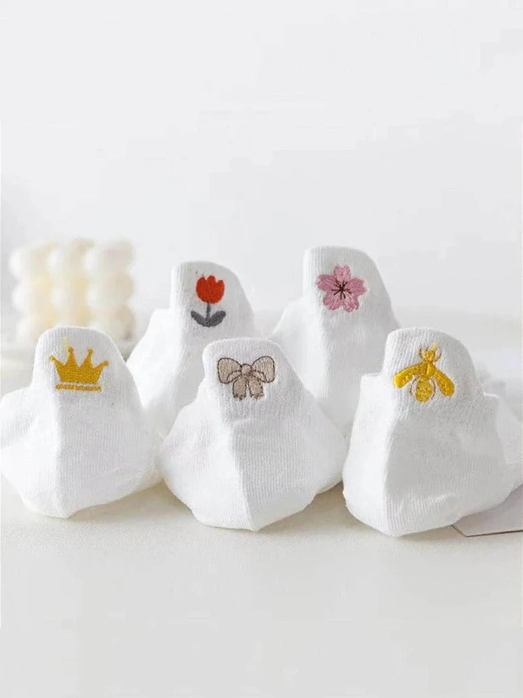 5 Pairs Women Cartoon Short Socks