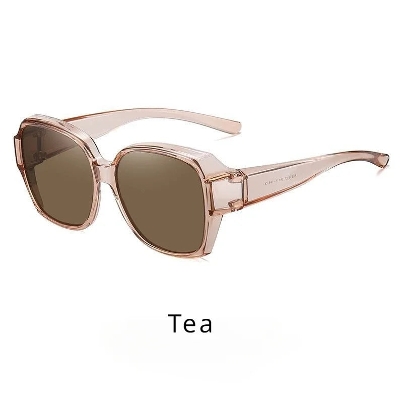 Women Vintage  Sunglasses Over Myopia Prescription