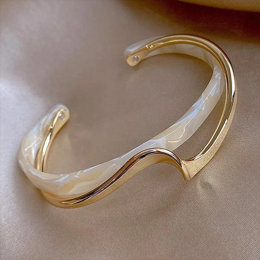 White Acrylic Bracelets Board Bend Metal Bangles Women's
