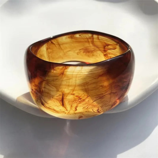 Fashionable irregular bangles with marble pattern for women