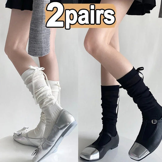 Socks Women Bandage Ribbon Bow Sweet Girls