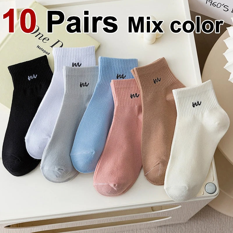 5/10 Pairs Women Letter Printed short Socks