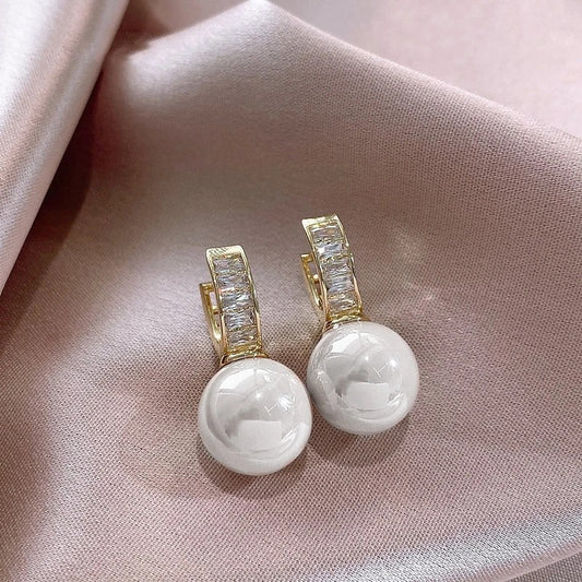Sweet Pink/White Imitation Pearl Earrings for Women