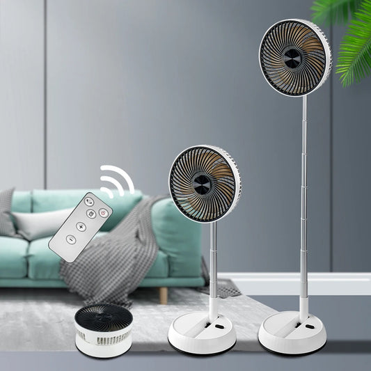 Portable Oscillating Standing Fan with Remote Controller Foldable Desk Fan Rechargeable