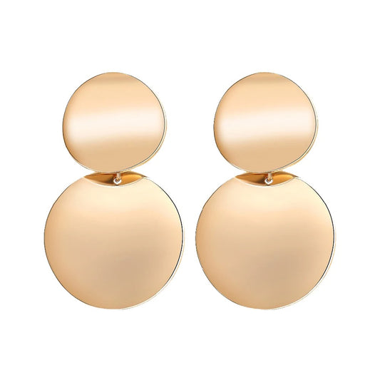 Candy Double Round Metal Drop Earrings Charm Trendy