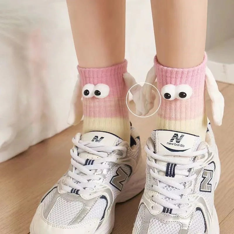 Women's color hand grip socks personality magnetic cute socks