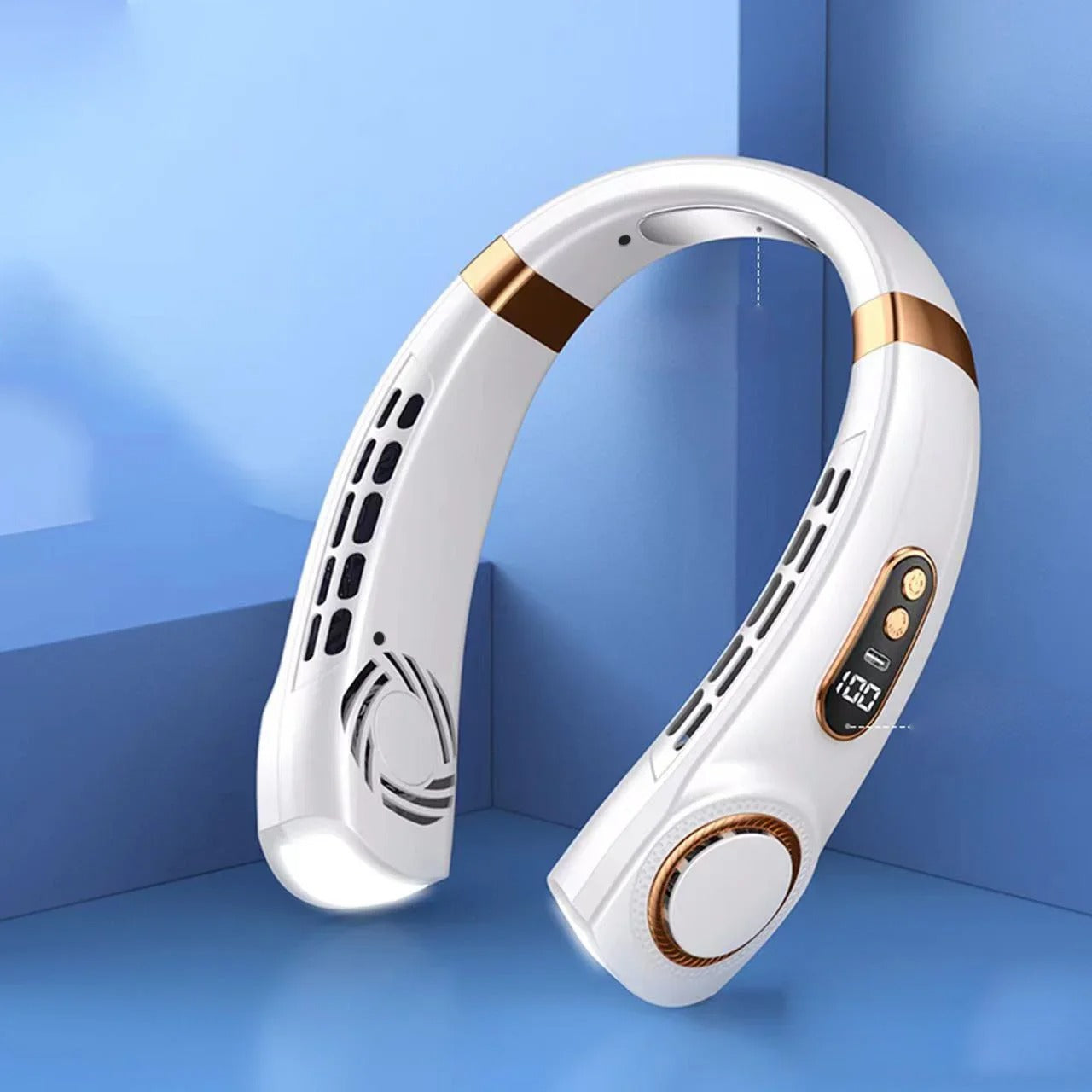 Portable Neck Fan,Hands Free Bladeless Fan with LED 4 Cooling Plate,Personal Fan