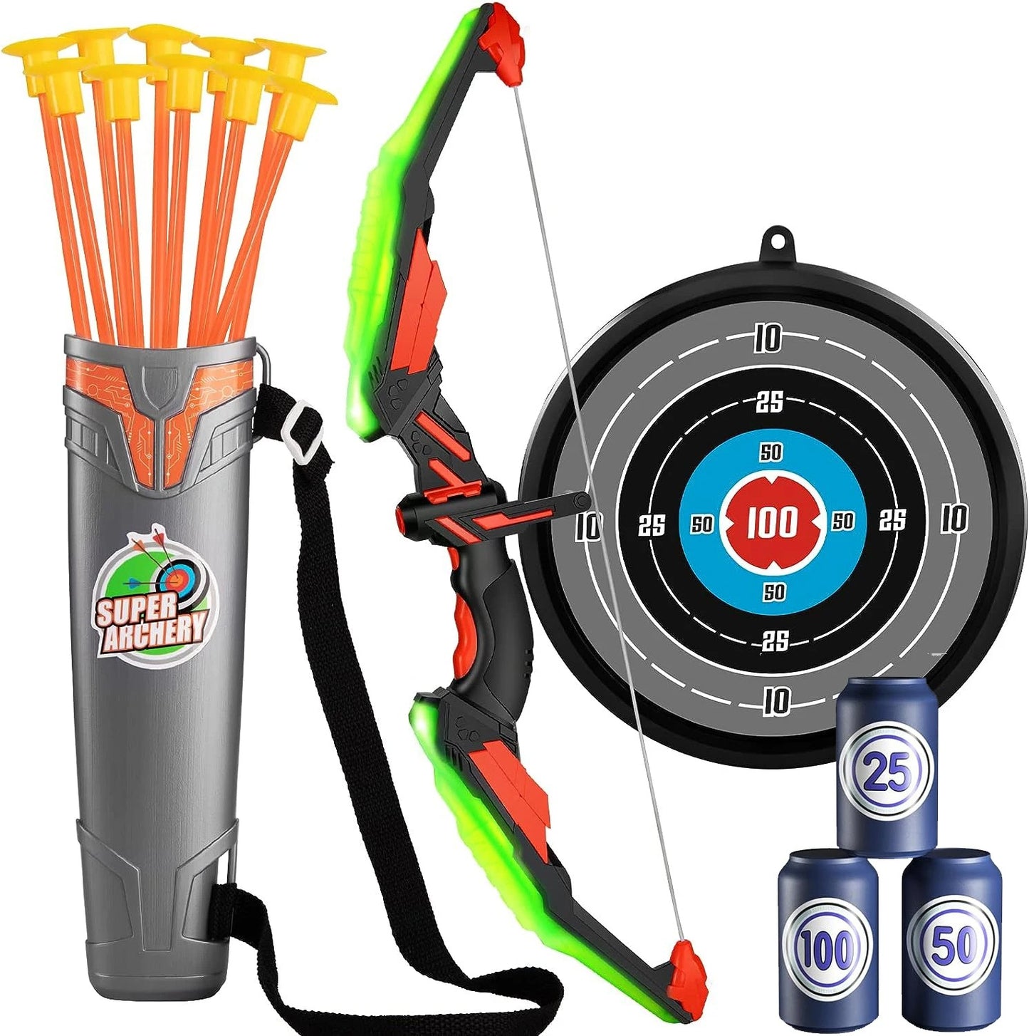 Kids Bow and Arrow Set, LED Light Up Archery Toys Set