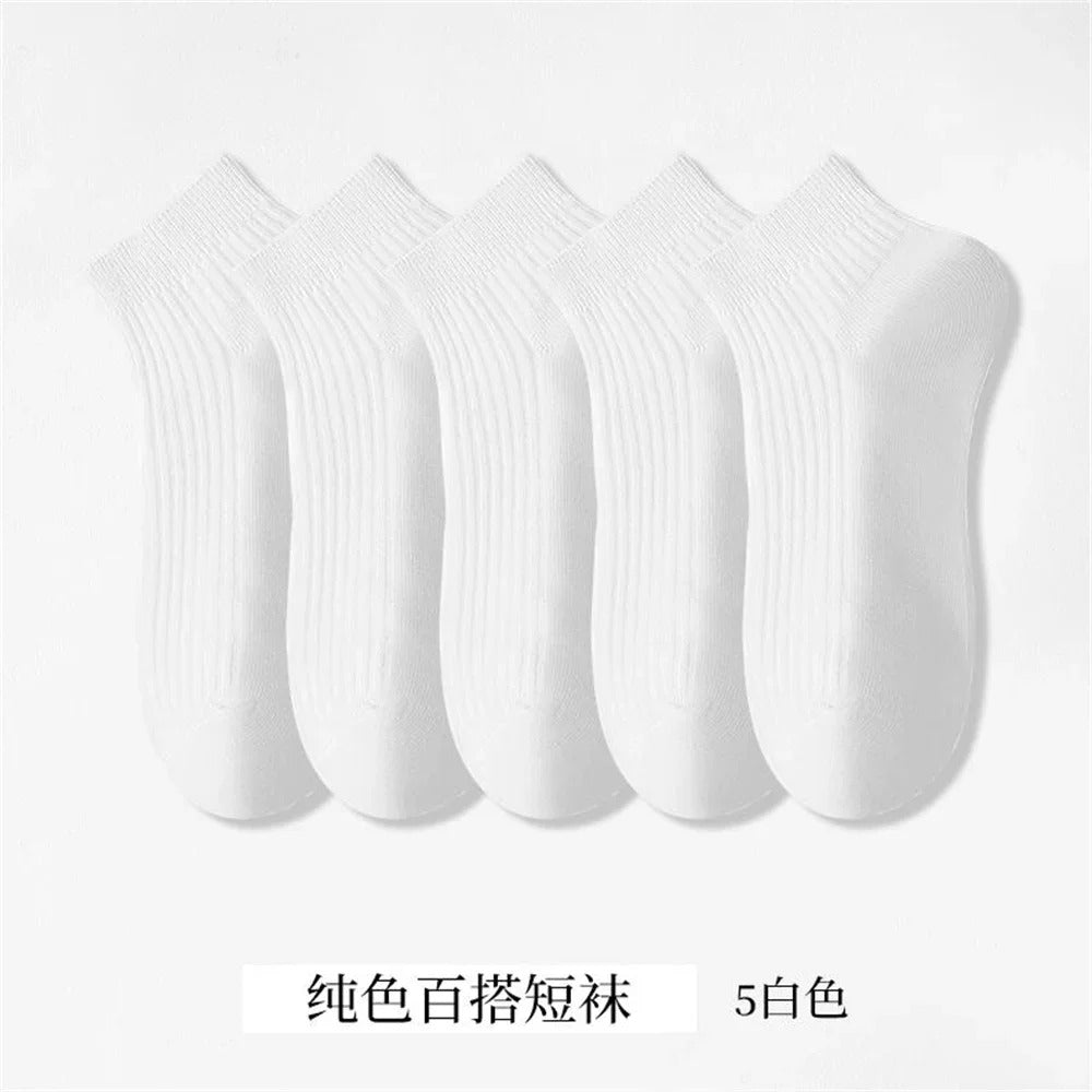 5 Pairs/Pack Ankle Socks Women 100% Cotton