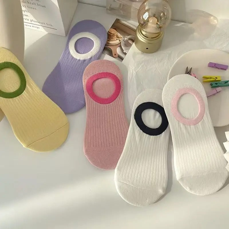 5 Pairs Women Ankle Socks Summer Bow Print