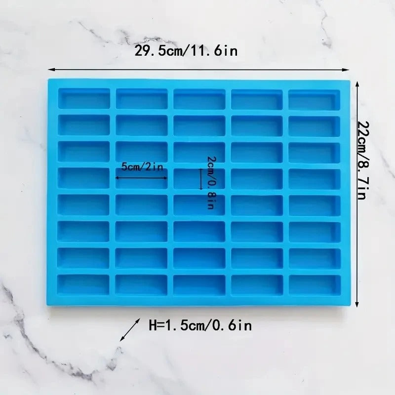 40 Cavity Narrow Rectangle Silicone Candy Mold Chocolate Bar