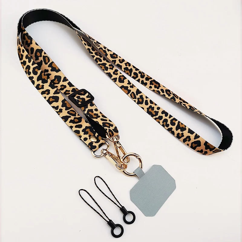 Leopard Print Crossbody Cell Phone Lanyard Strap Neck