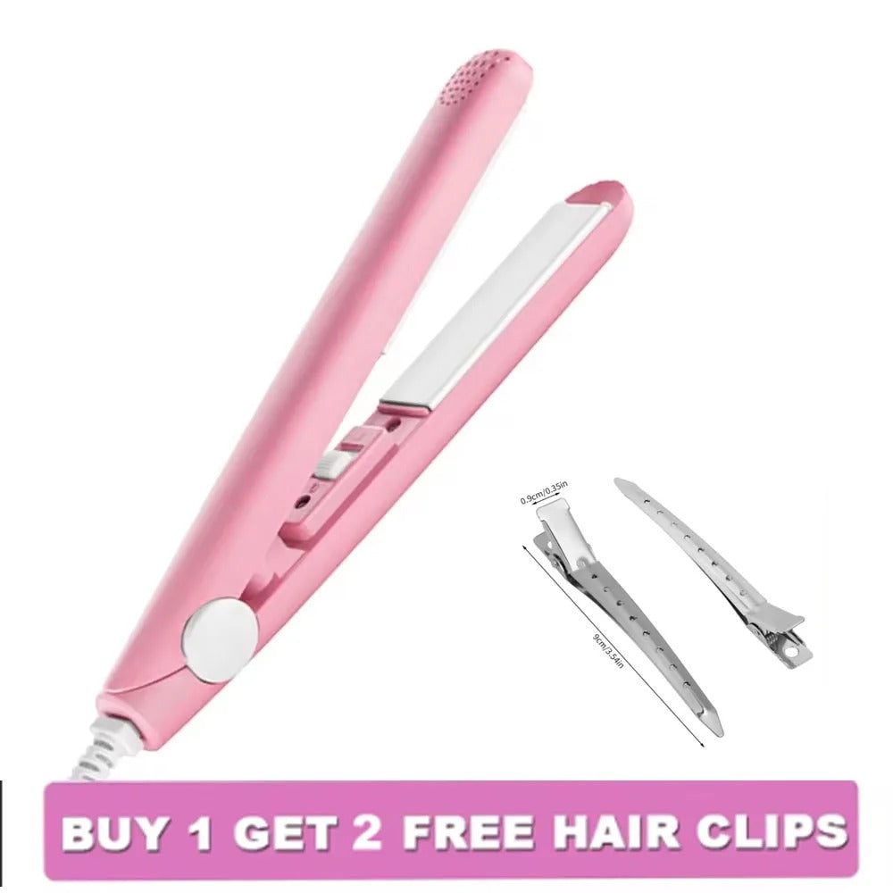 Mini Splint Flat Iron Hair Straightener Curling Wand Curly