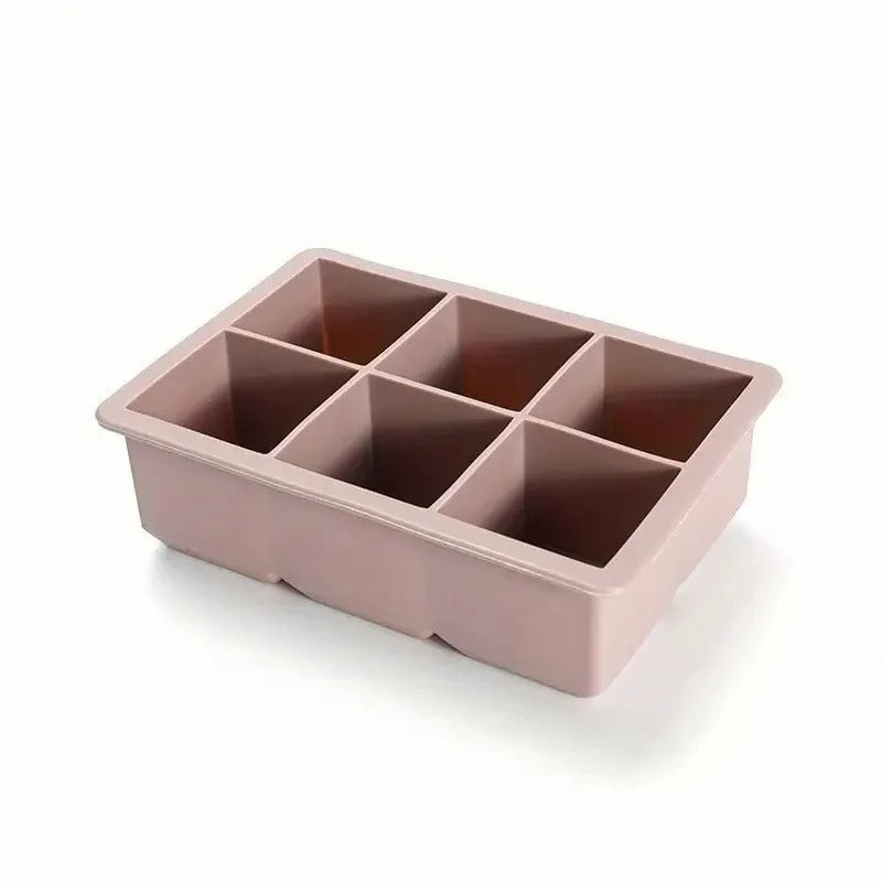 1PC 6 Cavity Silicone Ice Cube Tray with Lid Food Grade