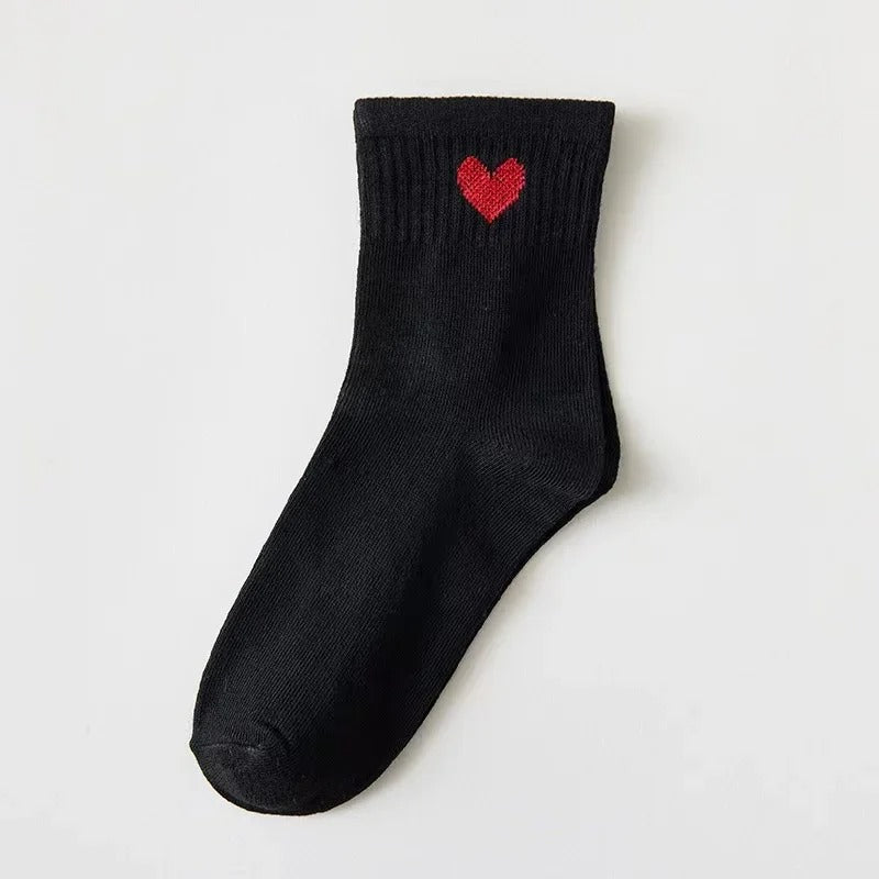 5 Pairs Lovely Heart Cotton Socks Women Summer Fashion